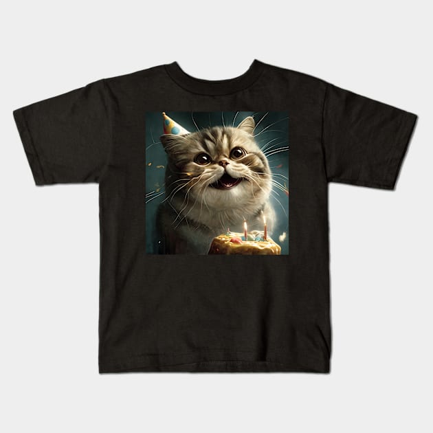 Happy Birthday cat Kids T-Shirt by IncredibleGiu